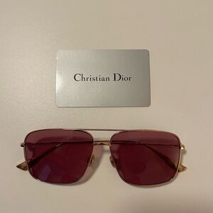 Dior Men's Sunglasses Gold Frame with Burgundy Lenses